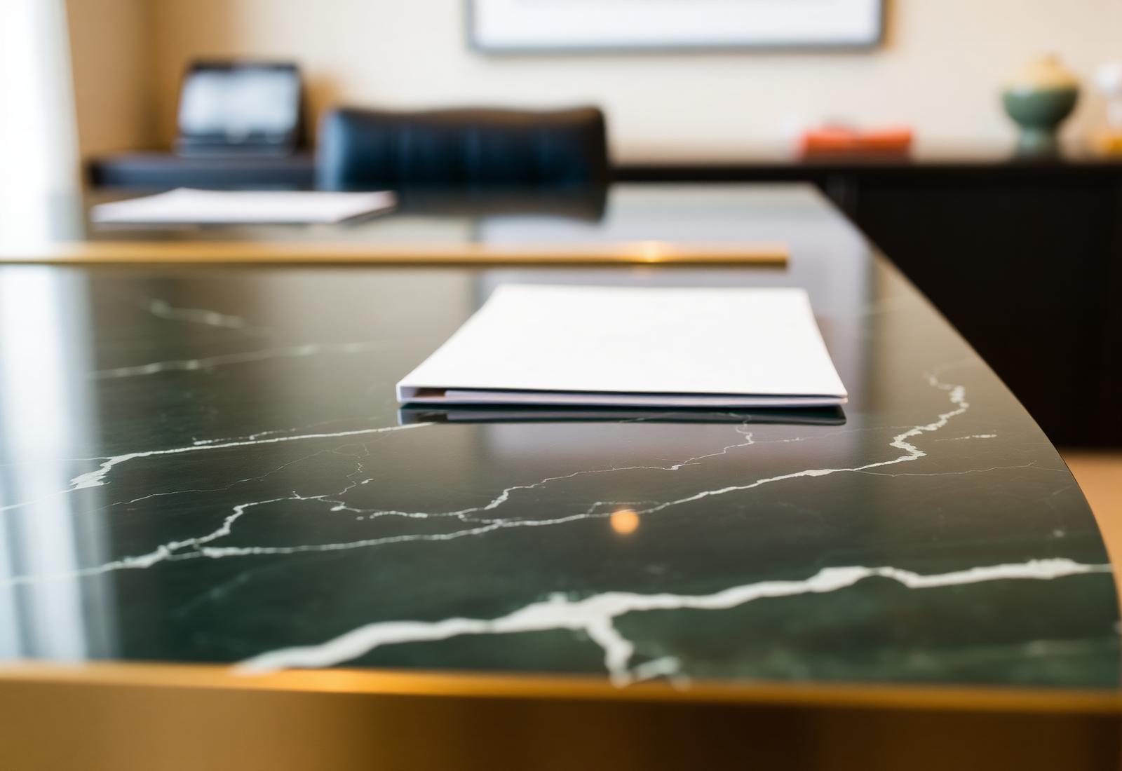 Detalhe de mesa de escritório sofisticada